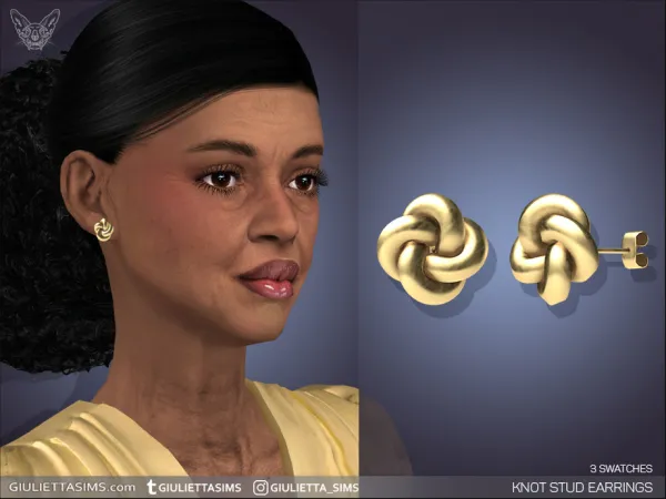 Alpha Simple Knot Stud Earrings by feyona - The Sims 4 Custom Content