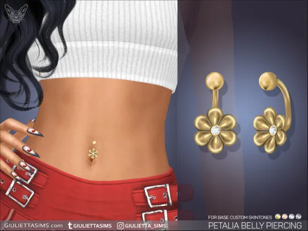 Alpha Petalia Belly Piercing (for custom skintones) - The Sims 4 Custom Content