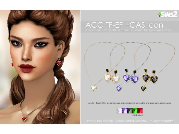ACC earrings and necklace by boutiqueamelie - The Sims 2 Custom Content