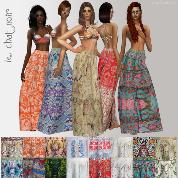 The kiss of sun maxi skirt by simsfinds - The Sims 2 Custom Content