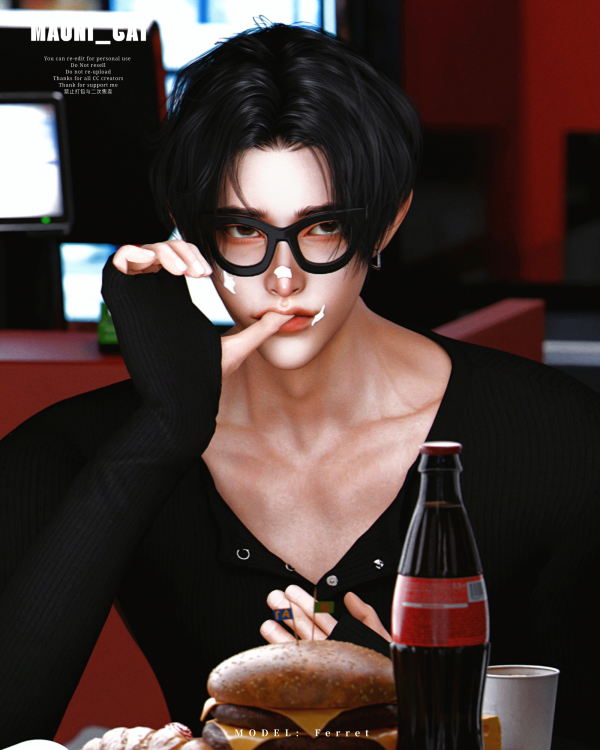 Alpha Thick framed Glasses by simsfinds - The Sims 4 Custom Content