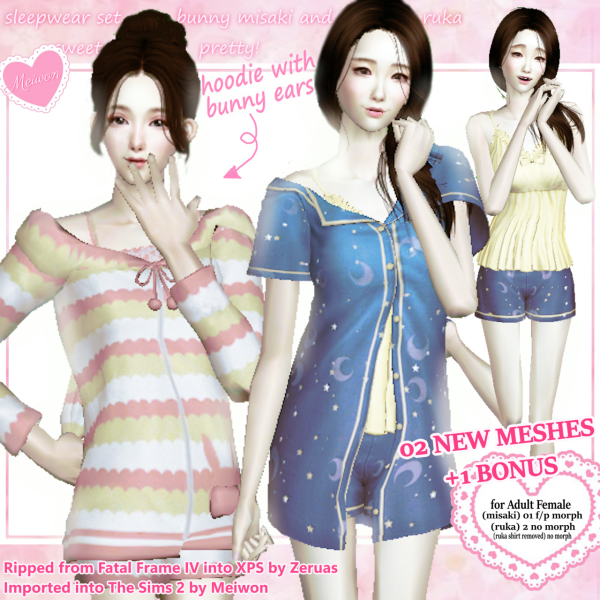 Meiwon Fatal FrameIV Sleepwear by simsfinds - The Sims 2 Custom Content