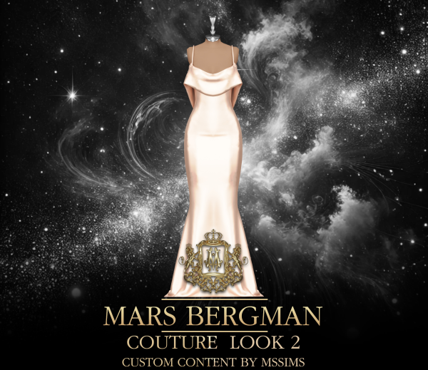 Alpha MARS BERGMAN COUTURE LOOK 2 SILK GOWN by simsfinds - The Sims 4 Custom Content