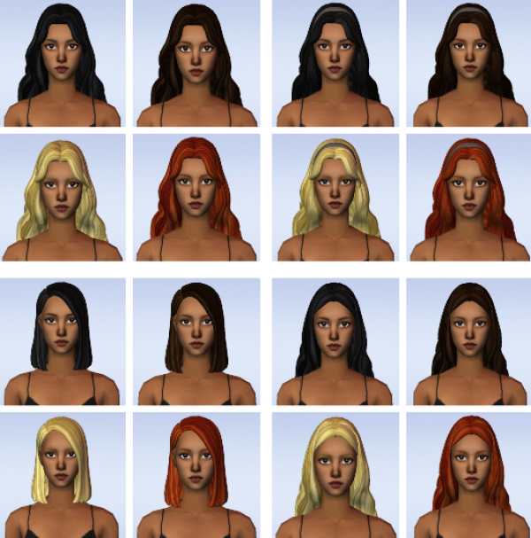 6 clay hairs in remi colors and maxis textures caliente by simsfinds - The Sims 2 Custom Content