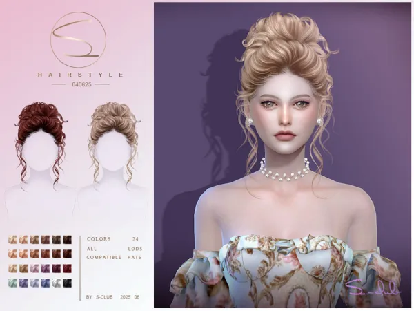 Alpha S Club_040725_Classical updo hairstyle Club by thesimsresource - The Sims 4 Custom Content