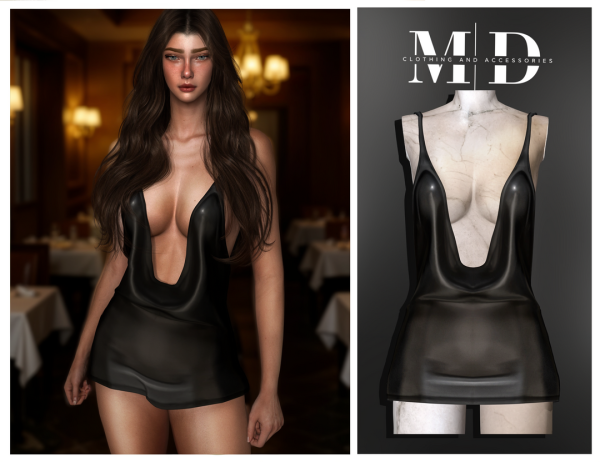Alpha short sexy dress with neckline by mydarling20 - The Sims 4 Custom Content