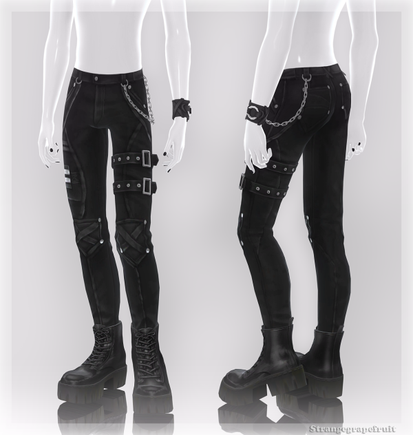 Maxis Match Strapped Leather Pants by simsfinds - The Sims 4 Custom Content