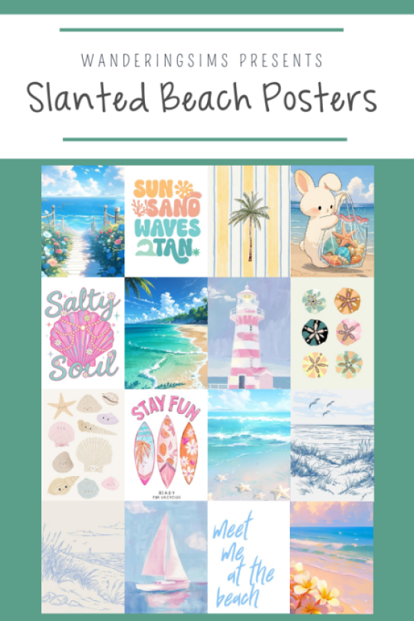 Introducing Slanted Square Beach Posters by simsfinds - The Sims 3 Custom Content