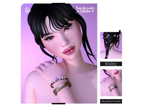 Maxis Match Cherry Blossom Floral Accessories Collection - The Sims 4 Custom Content