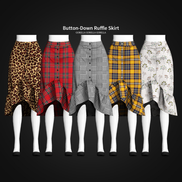 Alpha Button Down Ruffle Skirt by simsfinds - The Sims 4 Custom Content