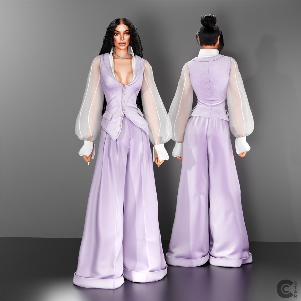 Alpha Sheer shirt paired with a sleeveless waistcoat cool_content_star by cool_content_star - The Sims 4 Custom Content