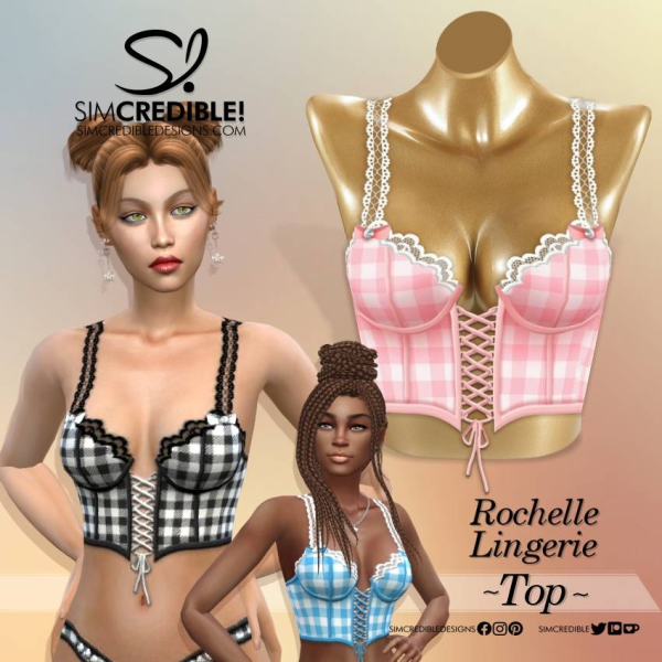 Mix Rochelle Lingerie Top by simcredible - The Sims 4 Custom Content
