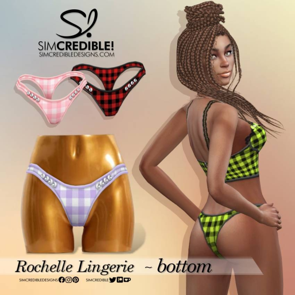 Mix Rochelle Lingerie Bottom by simcredible - The Sims 4 Custom Content