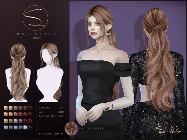 Alpha S Club_020725_braided Ponytail hairstyle Club by thesimsresource - The Sims 4 Custom Content