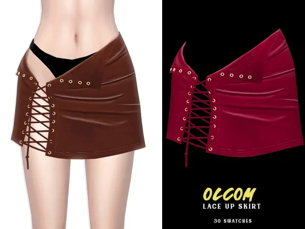 Alpha Olcom Lace Up Skirt by grafity-cc - The Sims 4 Custom Content