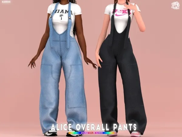 Mix Alice Denim Overall Pants bluerosesims by bluerose-sims - The Sims 4 Custom Content
