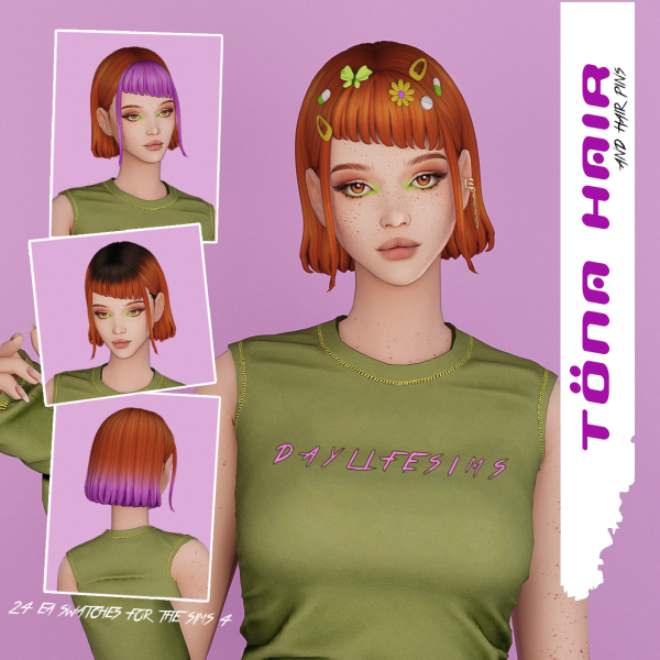 Maxis Match TÖNA HAIR by simsfinds - The Sims 4 Custom Content