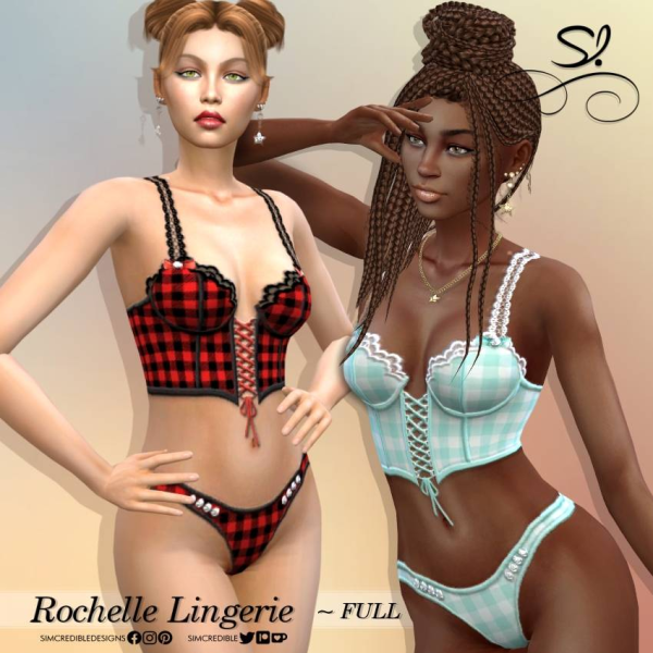 Mix Rochelle Lingerie Full by simcredible - The Sims 4 Custom Content