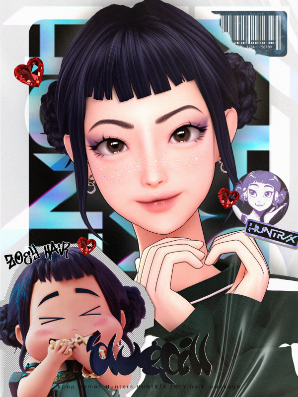 Maxis Match HUNTRX ZOEY hair and More by simsfinds - The Sims 4 Custom Content