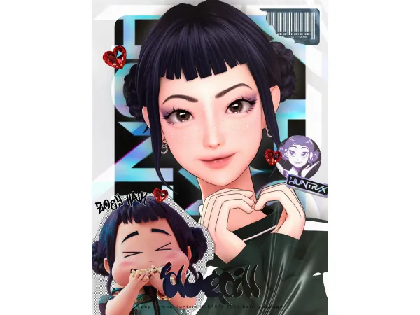 Maxis Match HUNTRX ZOEY hair and More by xbluepillx - The Sims 4 Custom Content