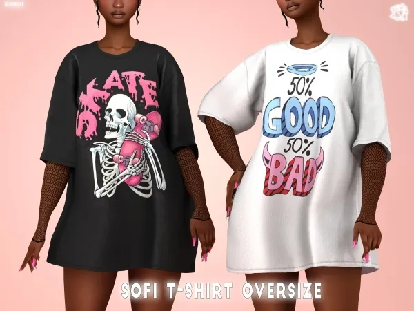 Mix Sofi T shirt Oversize bluerosesims by bluerose-sims - The Sims 4 Custom Content