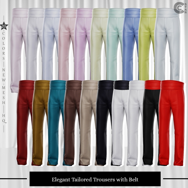 Alpha Elegant tailored trousers with belt cool_content_star by cool_content_star - The Sims 4 Custom Content