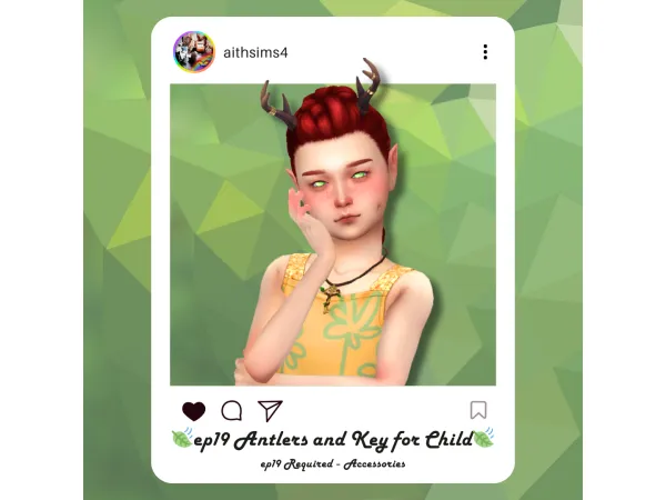 Maxis Match Antlers and Key for Child by aithsims - The Sims 4 Custom Content