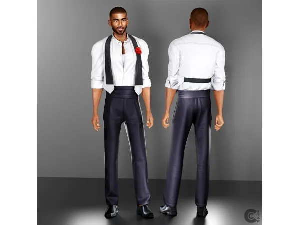Alpha Button up shirt with waistcoat and a tank top cool_content_star - The Sims 4 Custom Content