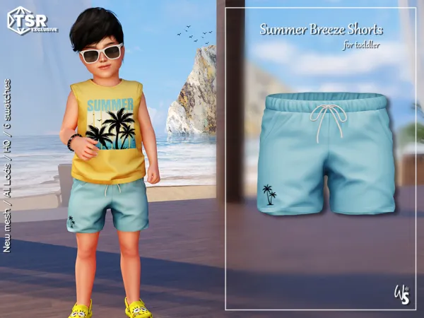 Alpha Summer Breeze Shorts (toddler) by wisteriasims - The Sims 4 Custom Content