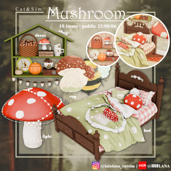 Mix [LANA] Mushroom Set by simsfinds - The Sims 4 Custom Content