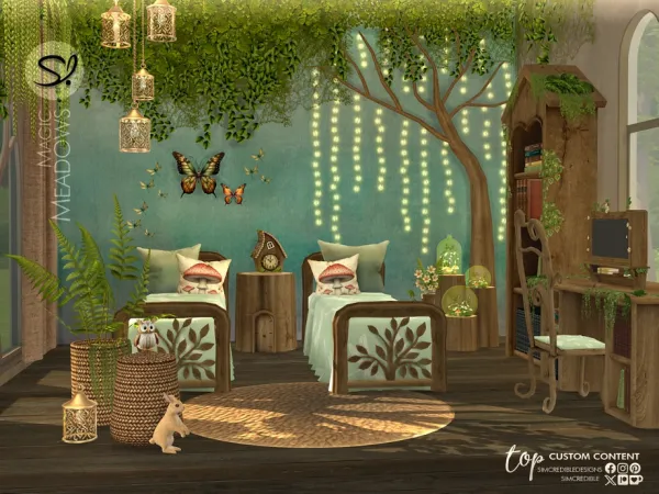 Alpha Magic Meadows Kids Bedroom by simcredible - The Sims 4 Custom Content