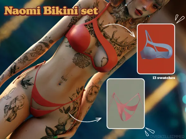 Alpha Naomi bikini set by overkillsimmer - The Sims 4 Custom Content