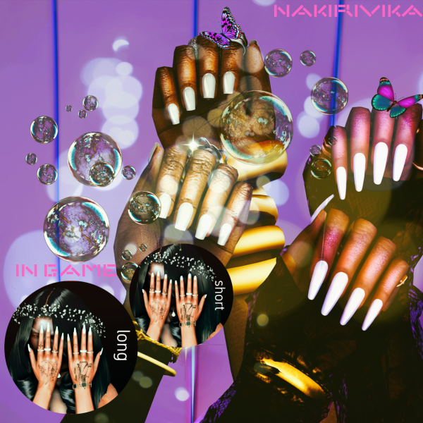 FeyonaGiuliettaSims Long Almond Nails Rounded Square Medium Nails by simsfinds - The Sims 3 Custom Content