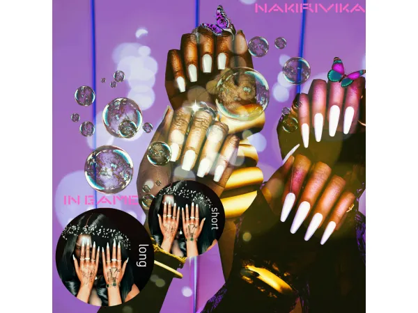 FeyonaGiuliettaSims Long Almond Nails Rounded Square Medium Nails by nakiri88 - The Sims 3 Custom Content