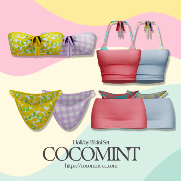 Alpha [cocomint] Holiday Bikini Set by cocomint - The Sims 4 Custom Content
