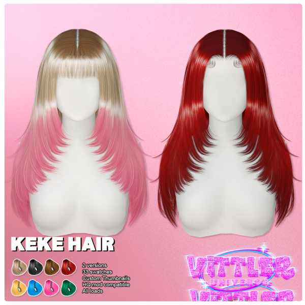 Alpha Keke Female Hair by simsfinds - The Sims 4 Custom Content