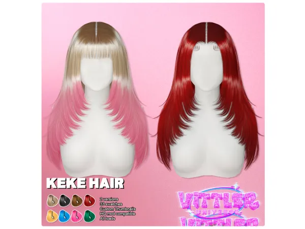 Alpha Keke Female Hair by VittlerUniverse - The Sims 4 Custom Content