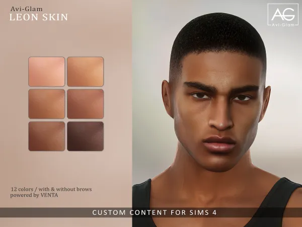 Alpha Avi Glam Leon Skin (Gift) by bergdorfsims - The Sims 4 Custom Content
