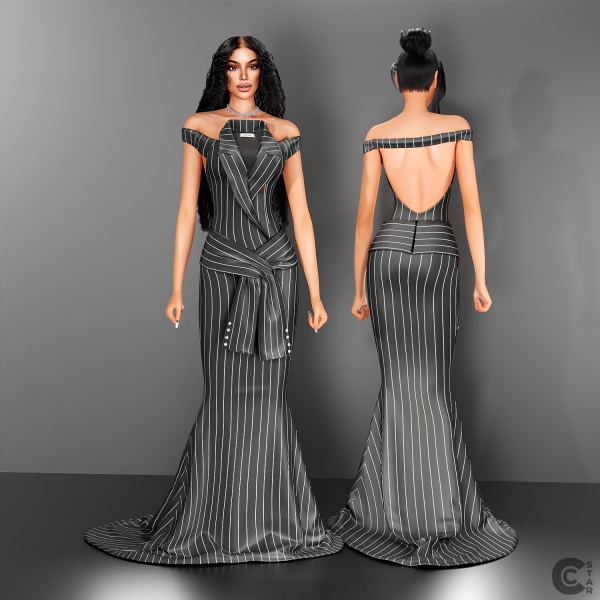 Alpha Mermaid suit dress with tied sleeves cool_content_star by cool_content_star - The Sims 4 Custom Content