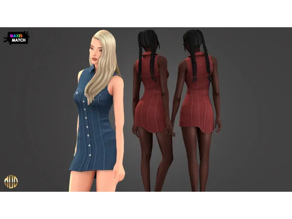 Maxis Match Daisy Set Denim Dress by modcollective - The Sims 4 Custom Content