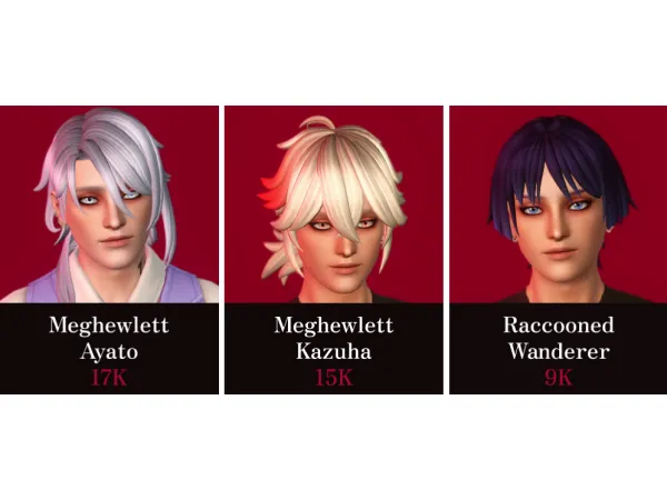 Genshin hairs converted to by simsfinds - The Sims 3 Custom Content