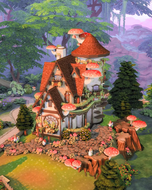 Maxis Match Mushroom Fairy Cottage by simsfinds - The Sims 4 Custom Content