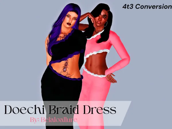 4t3 Doechi Braid Dress by simsfinds - The Sims 3 Custom Content