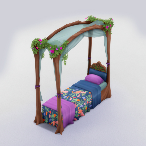 Maxis Match Fairy Tale Canopy Single Bed by kartazo - The Sims 4 Custom Content