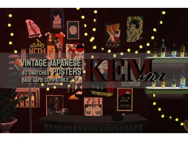 Mix Vintage Japanese posters by kem13m - The Sims 4 Custom Content