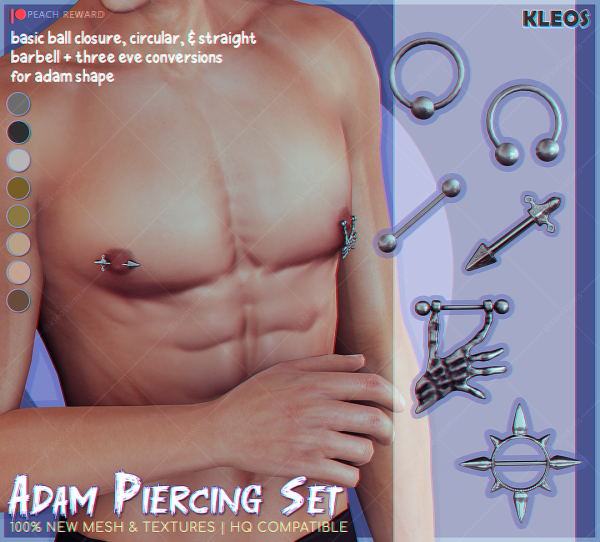Alpha PEACH Adam Piercing Set by simsfinds - The Sims 4 Custom Content