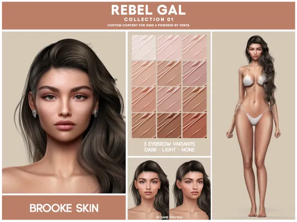 Alpha Rebel Gal Brooke Skin (Gift) by bergdorfsims - The Sims 4 Custom Content