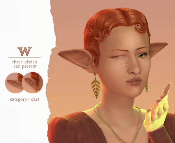 Mix three elvish ear presets by simsfinds - The Sims 4 Custom Content