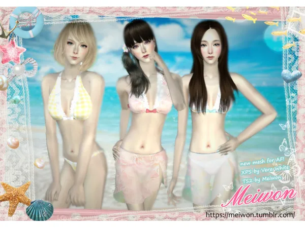 Meiwon Swimwear Set 01 by simsfinds - The Sims 2 Custom Content