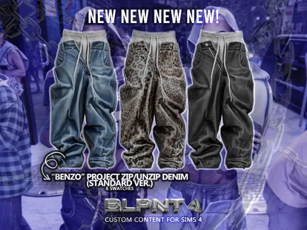 Alpha BLUPRNT BENZO Project ZipUnzip Denim (Standard Version) by decayed - The Sims 4 Custom Content
